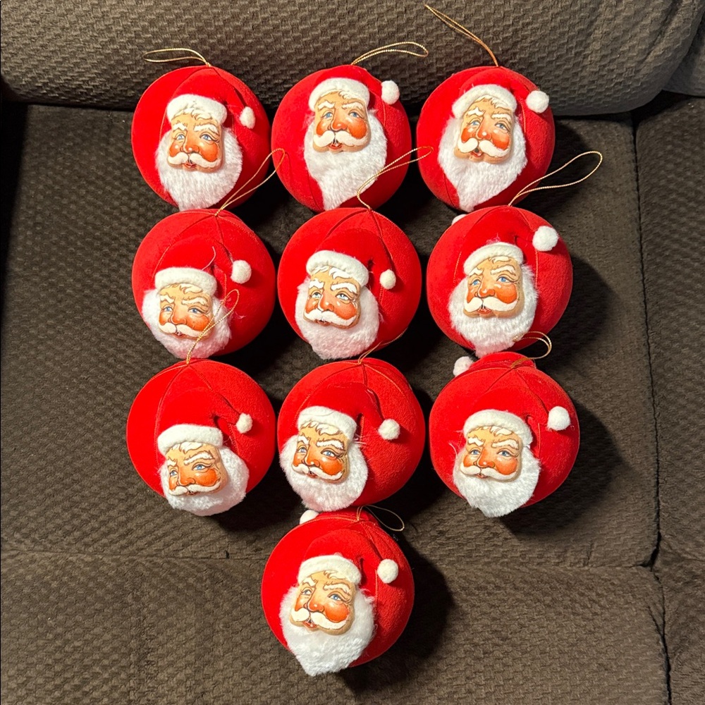 Vintage 1980s Kitschy Hand-Painted Red Santa Claus Ball Ornament Collection Doll